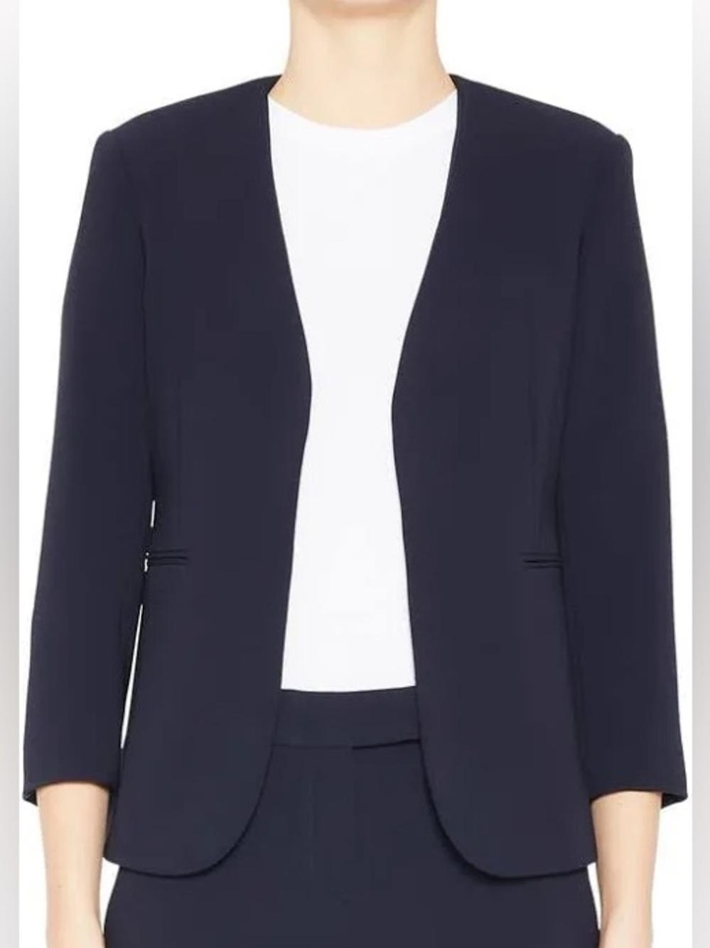Theory Lindrayia B Admiral Jacket - Dark Navy Collarless Blazer